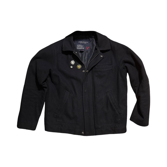 American Eagle OutfittersMen’s Black Wool Zip Up JacketSize Medium
